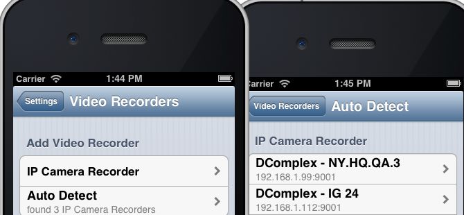 Auto-detect IP Camera Recorder from iPhone
